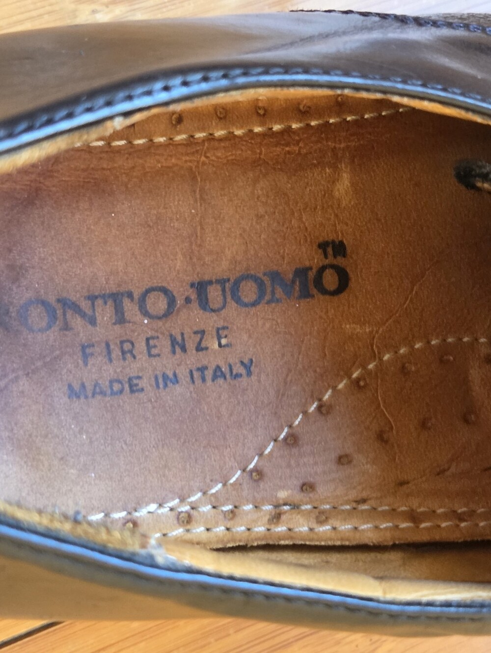 PRONTO Uomo Firenze Italian Leather Dress Shoes Derby Cap Toe Men's 11 Black - Picture 6 of 14